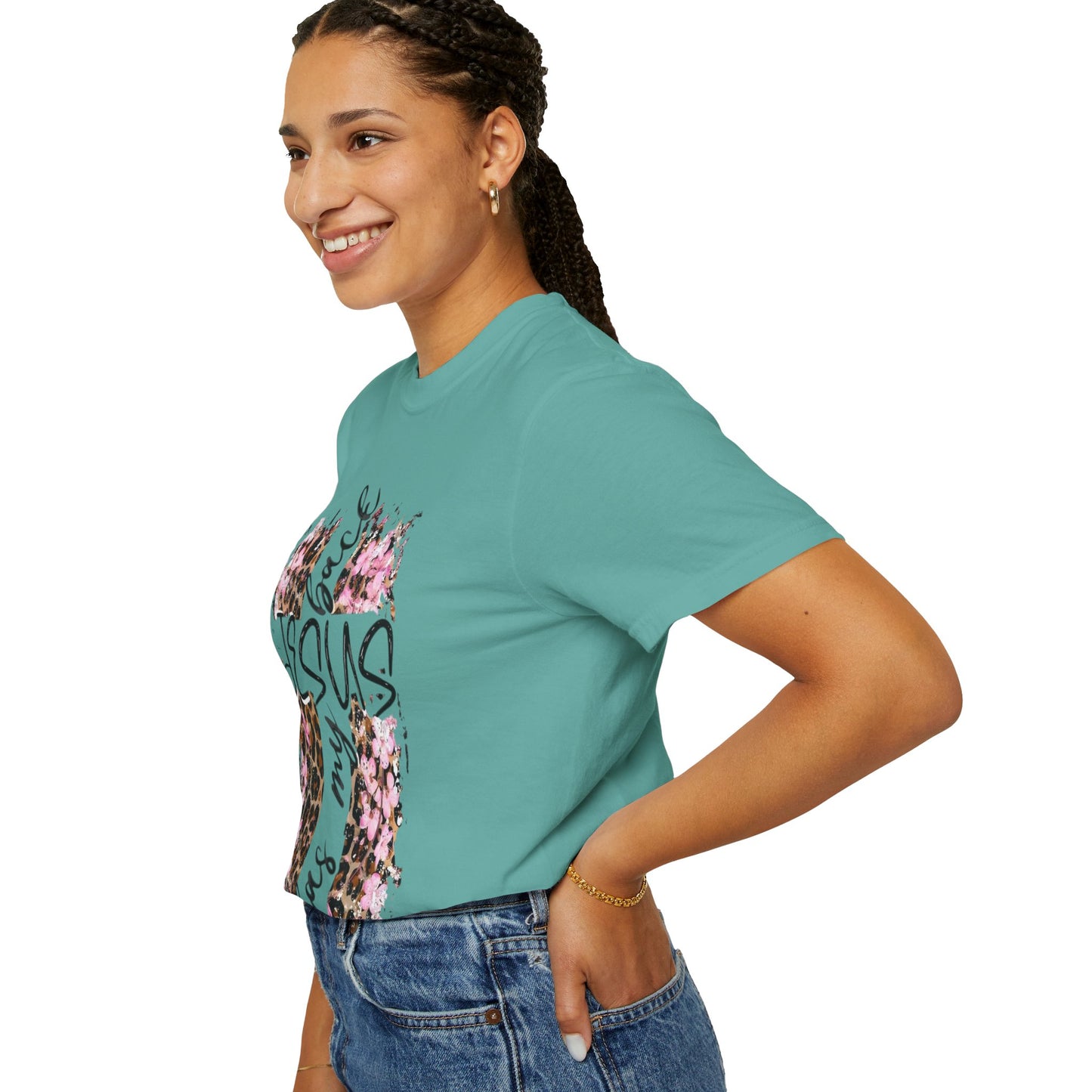 Jesus Has My Back T-Shirt | Leopard Floral Cross Christian Faith Tee