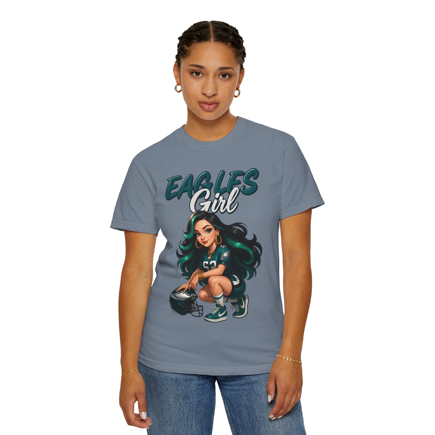 Eagles Girl T-shirt | Football Fan Illustration, Team Spirit Tee