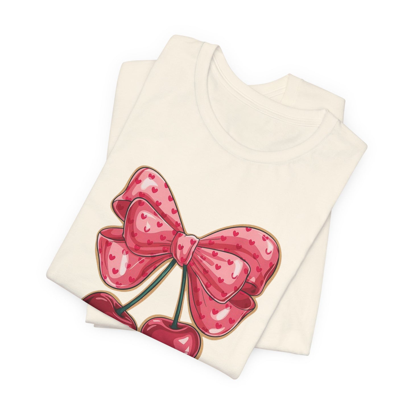 Cherry Bow Tee — Cute Pink Cherry Graphic T-Shirt