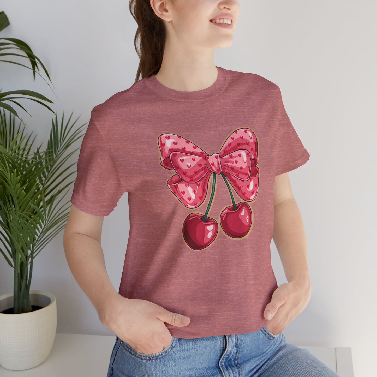 Cherry Bow Tee — Cute Pink Cherry Graphic T-Shirt
