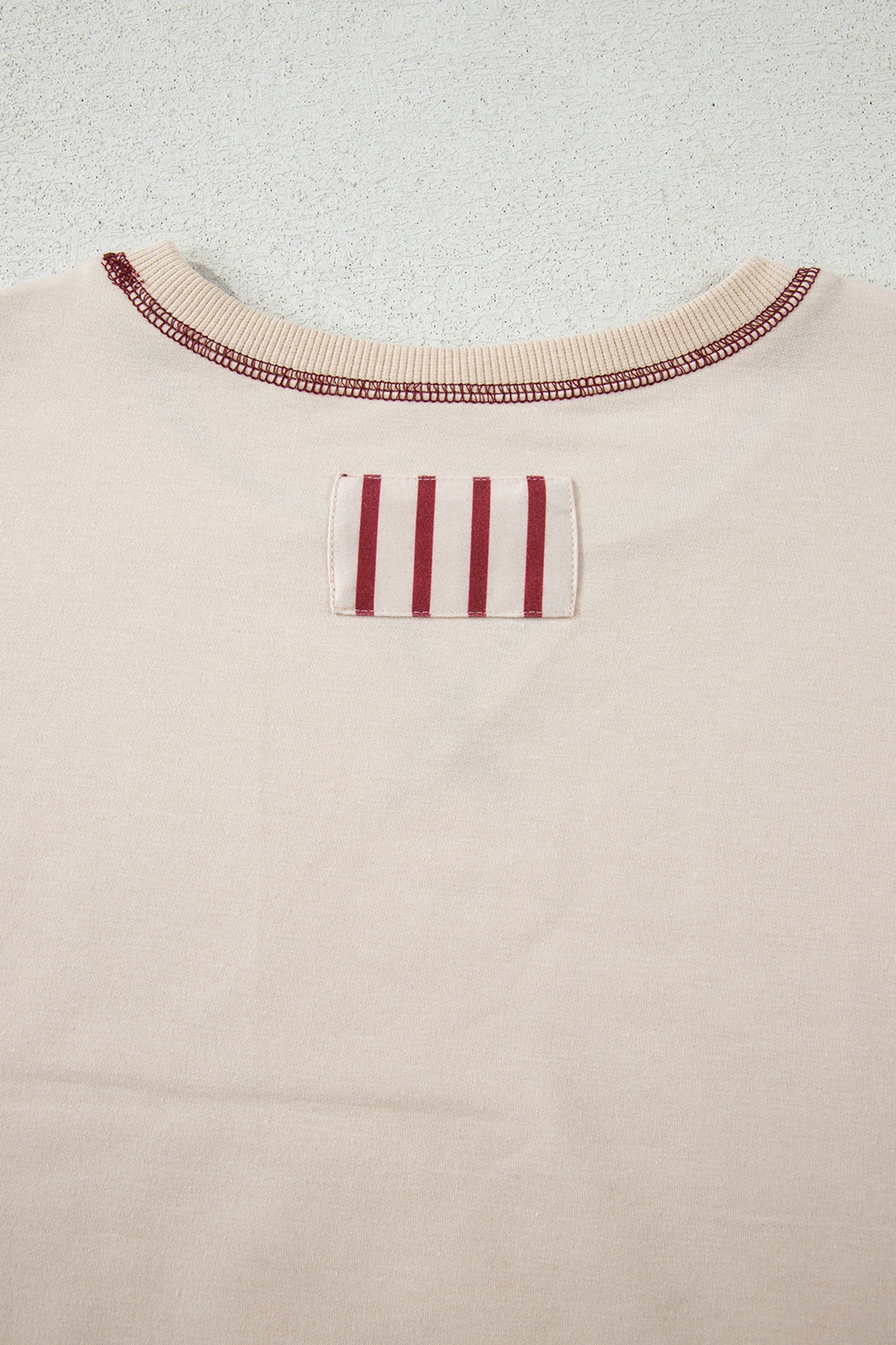 Red Stripe Sleeve Patchwork Casual Knit Top