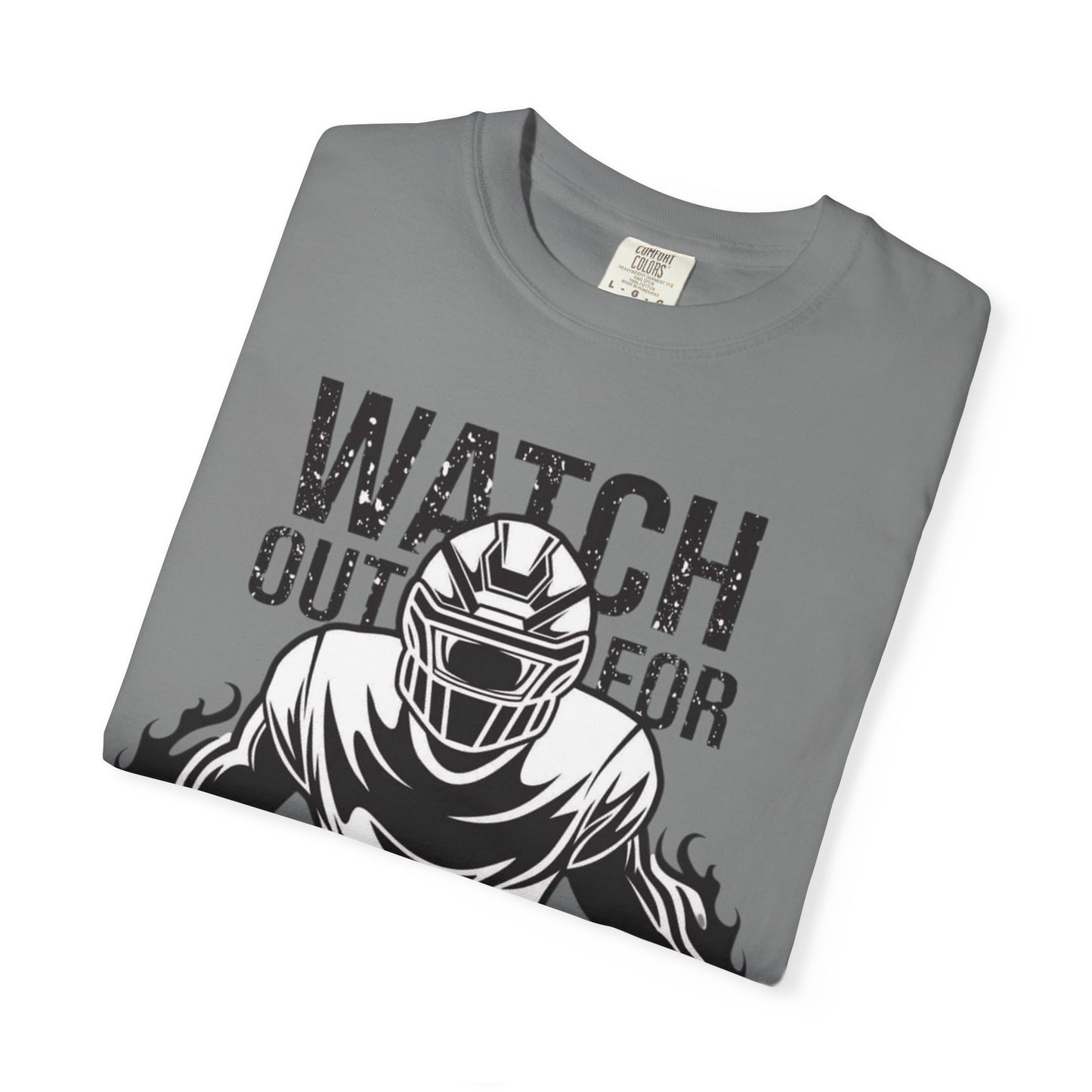Watch Out For He's A Beast Football Player T-Shirt | Sports Helmet Grunge
