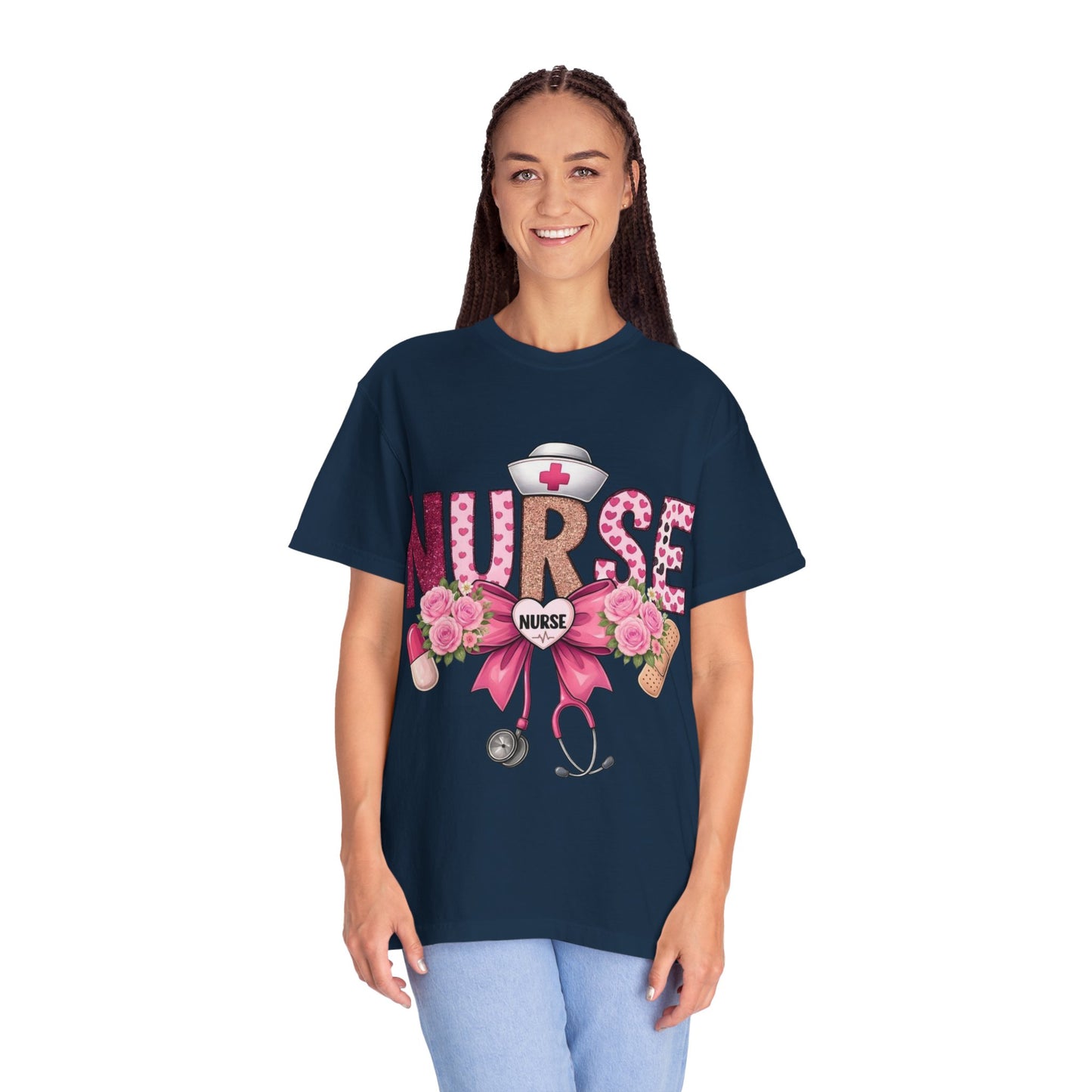 Nurse Floral Heart Stethoscope T-Shirt | Nursing Love Shirt