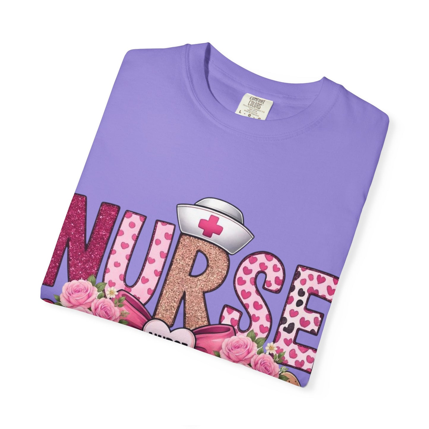 Nurse Floral Heart Stethoscope T-Shirt | Nursing Love Shirt