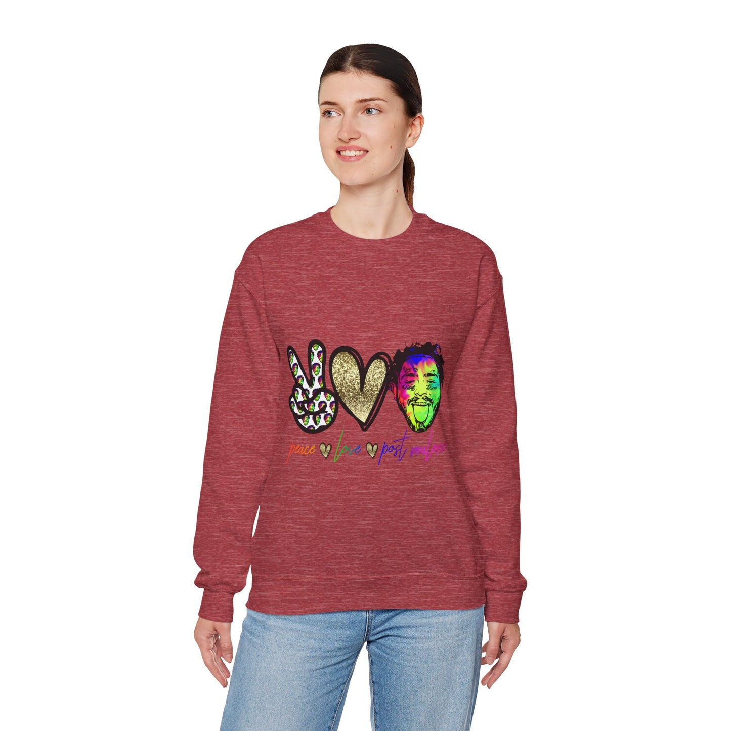 Leopard Peace Sign with Gold Heart crewneck sweatshirt | peace  love