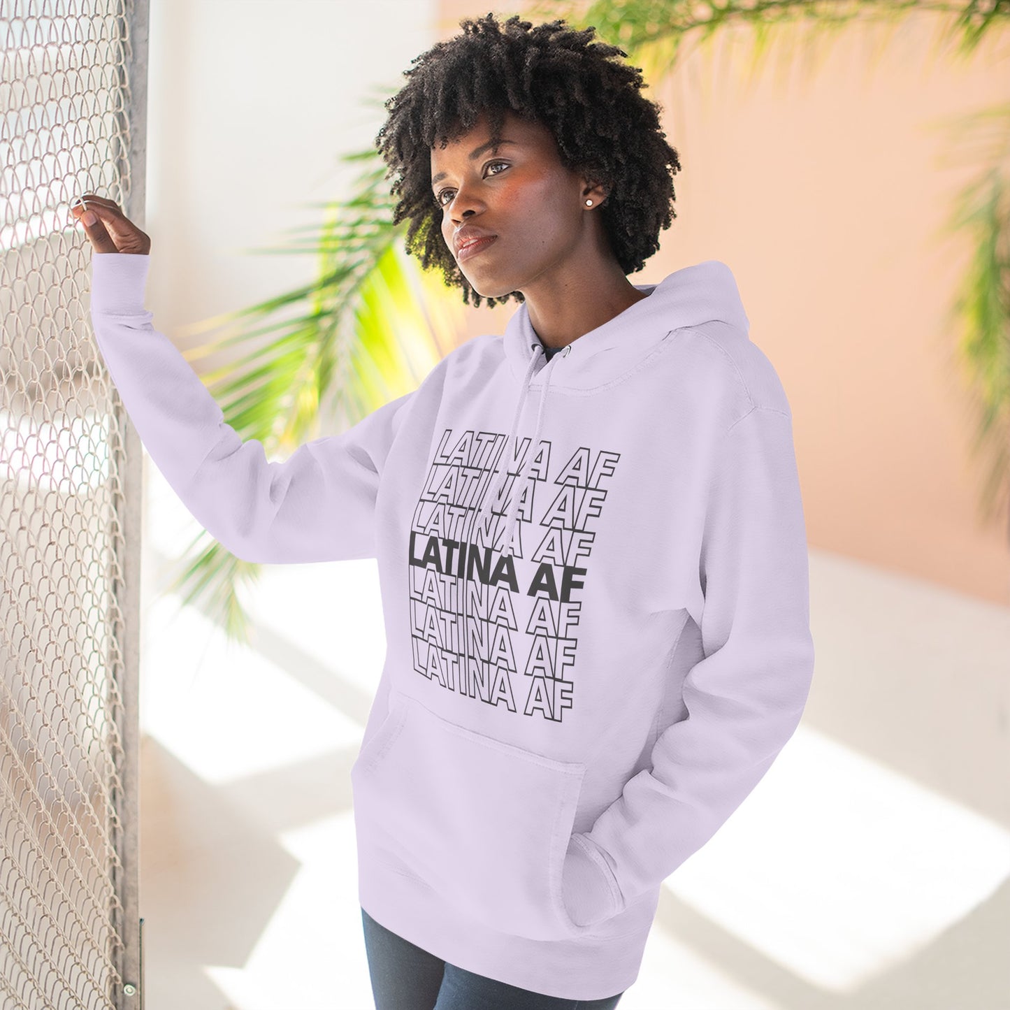 LATINA AF Typography Hoodie | Embroidered Chest Option