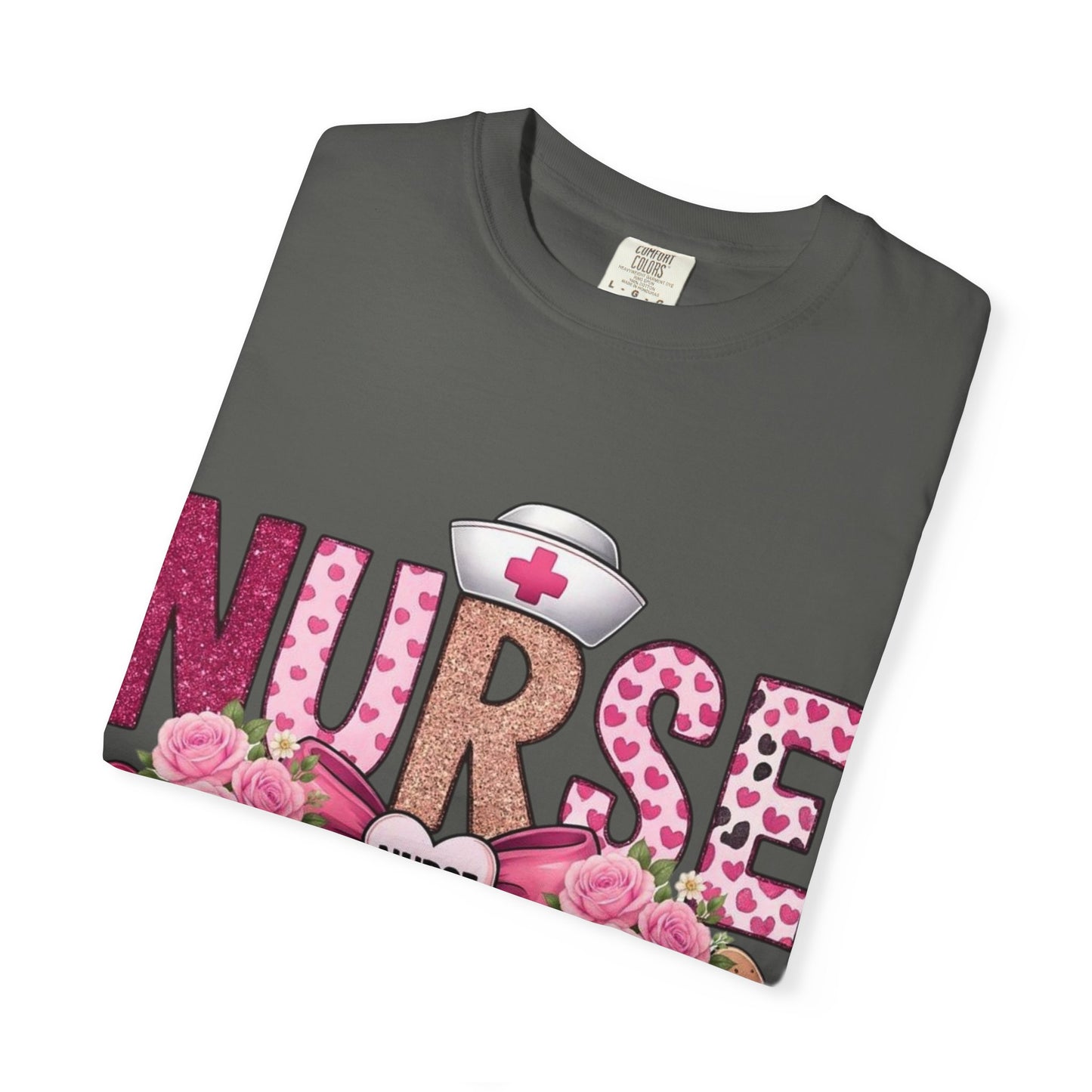 Nurse Floral Heart Stethoscope T-Shirt | Nursing Love Shirt