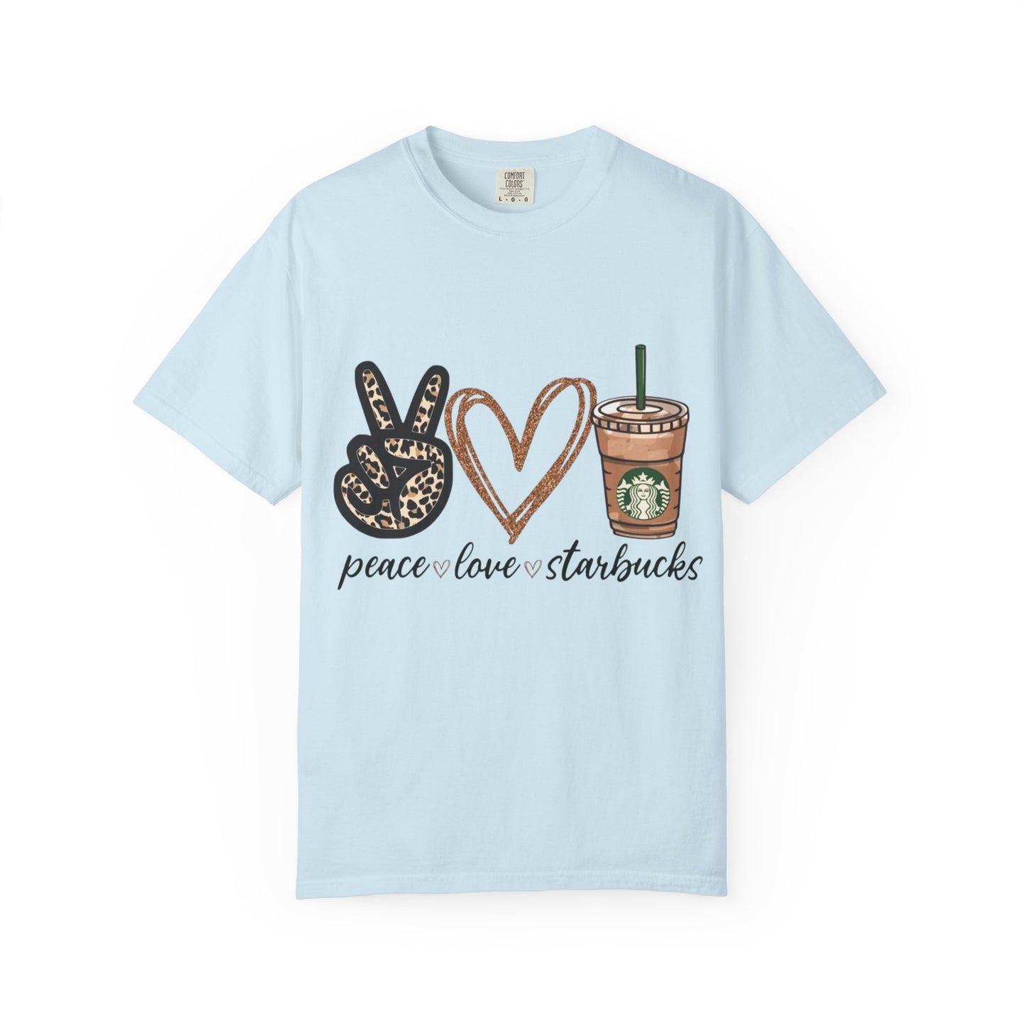 Peace Love Starbucks T-Shirt | Leopard Peace Sign Heart Coffee Cup