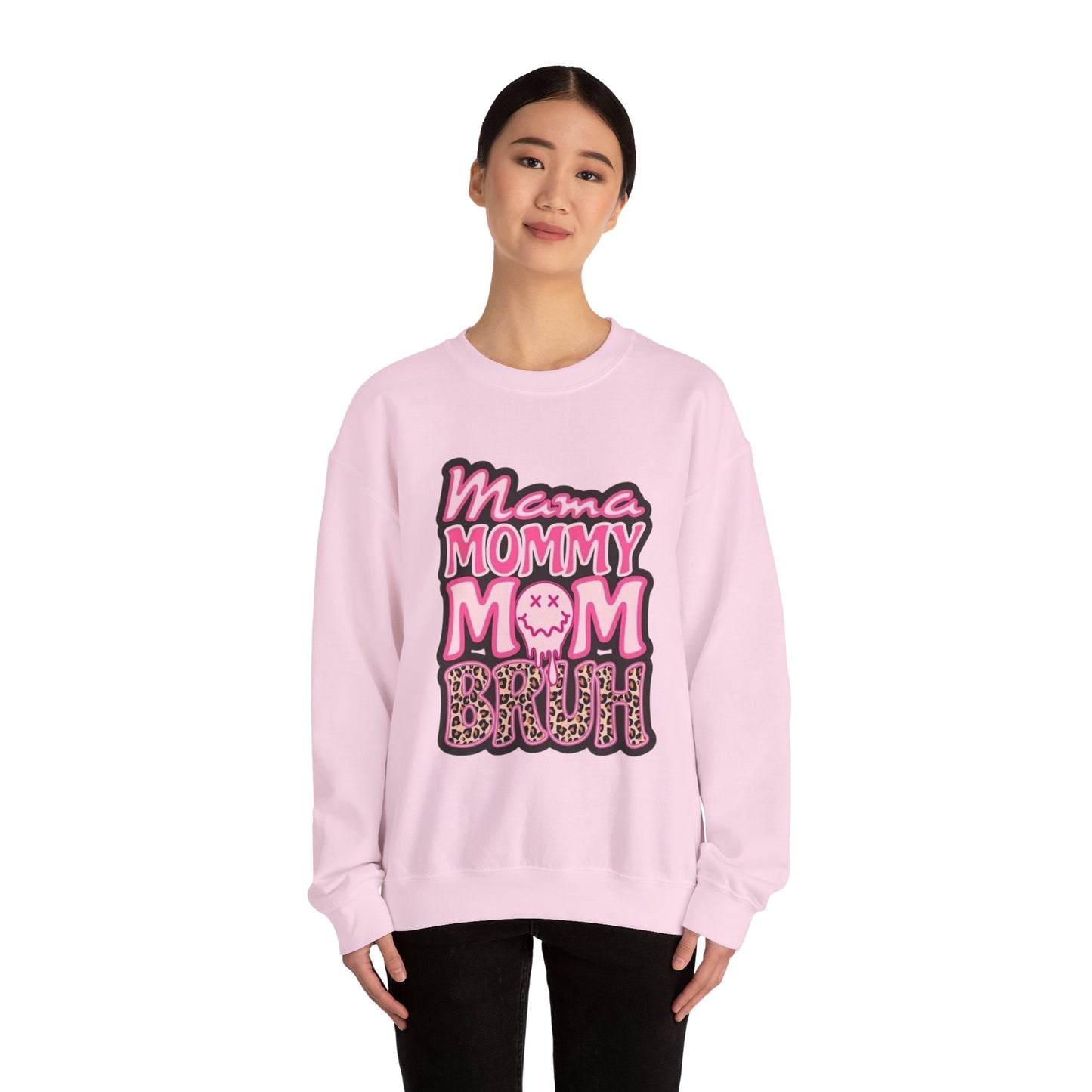 Mama Mommy Mom Bruh sweatshirt | Pink leopard text crewneck